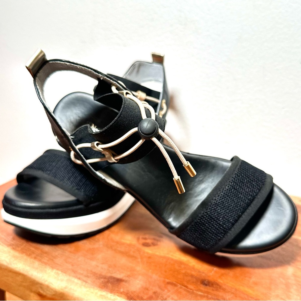 NeroGiardini Platform Wedge Sandals with Bungee Detail - Picture 9 of 10